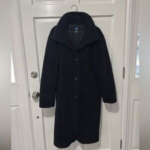 NWT - Gap full length faux fur black coat